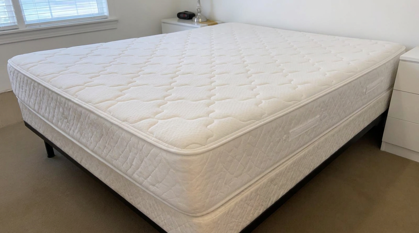 Double mattress in Clapham after a deep clean, white and stain-free
